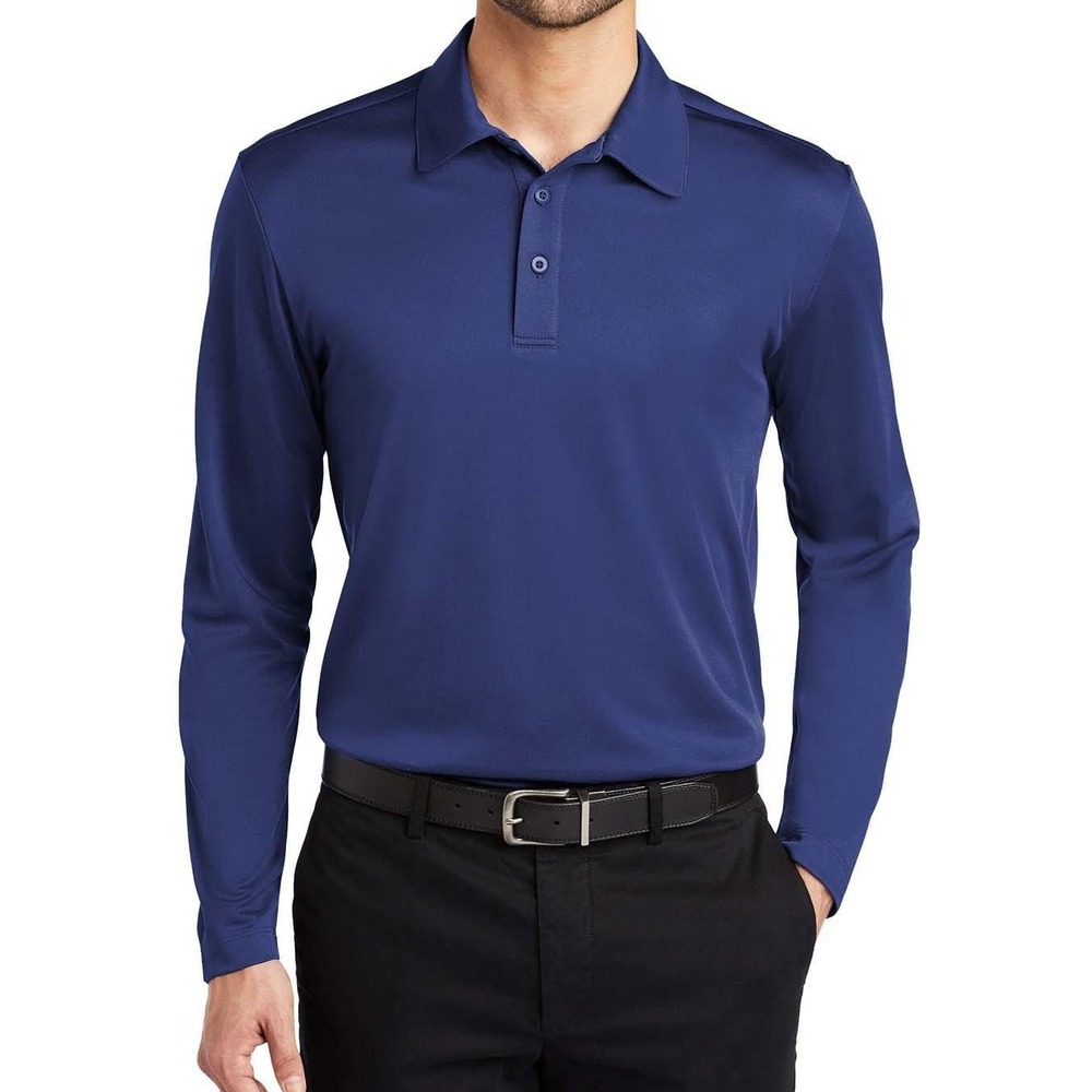 Port Authority Men's K540LS Silk Touch Performance Long Sleeve Polo - Royal - 4X